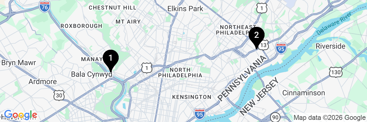 Map showing facility locations