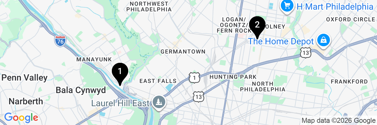 Map showing facility locations