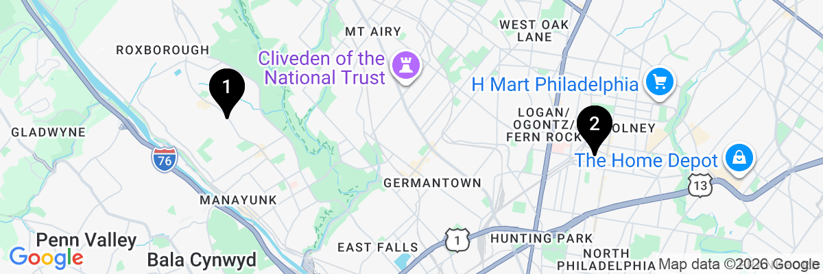 Map showing facility locations